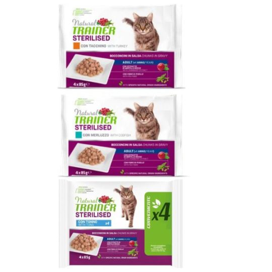 NATURAL TRAINER Bocconcini In Salsa Adult Sterilised 4 X 85G