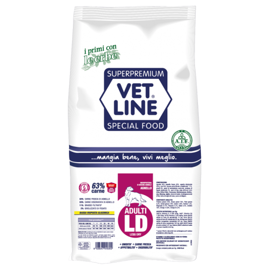 VETLINE Adulti Less Dry Agnello 3Kg