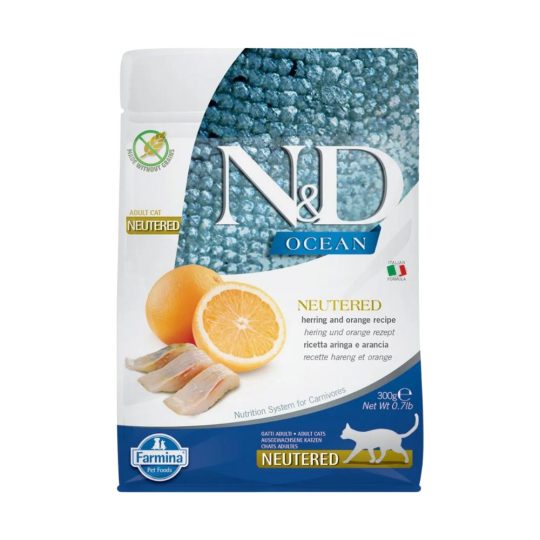 N&D CAT OCEAN NEUTERED ARINGA E ARANCIA 300g