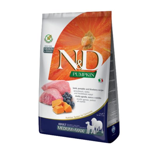 N&D PUMPKIN NEUTERED ADULT MEDIUM&MAXI AGNELLO ZUCCA E MIRTILLI 2.5KG
