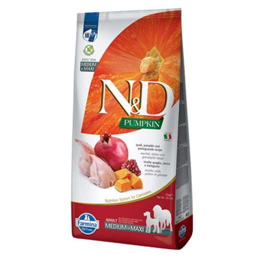N&D PUMPKIN NEUTERED ADULT MEDIUM&MAXI QUAGLIA ZUCCA E MELOGRANO 12Kg