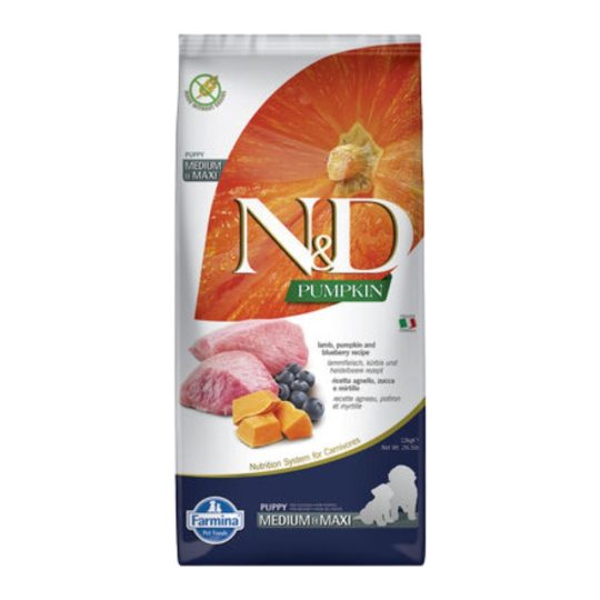 N&D PUMPKIN NEUTERED PUPPY MEDIUM&MAXI AGNELLO ZUCCA E MIRTILLI 2.5KG