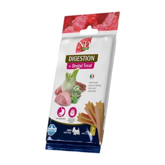 Farmina Snack Cane Mini Adult Digestion Dental Treat Agnello Quinoa Menta Finocchio 60g