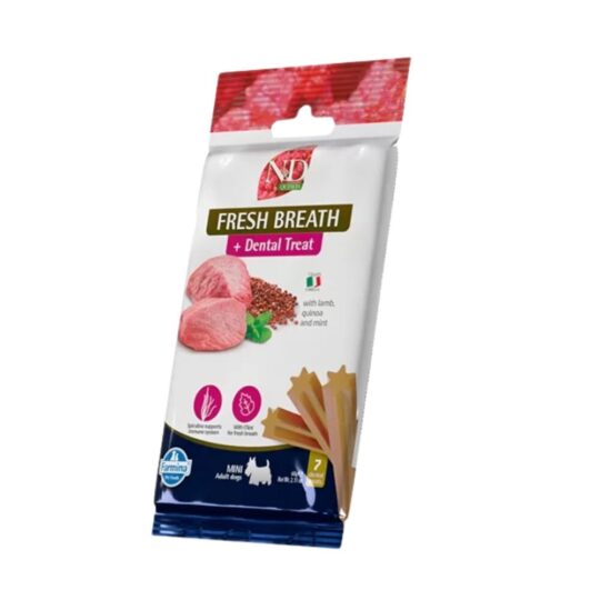 Farmina Snack Cane Mini Adult Fresh Breath Dental Treat Agnello Quinoa Menta 60g