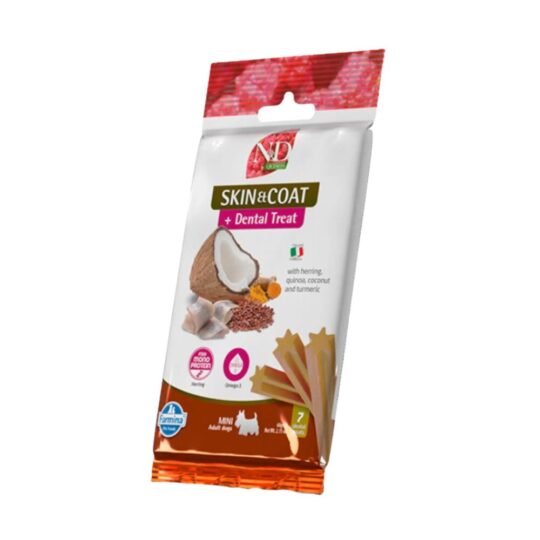 Farmina Snack Cane Mini Adult Skin&Coat Dental Treat Aringa Quinoa Cocco Curcuma 60g