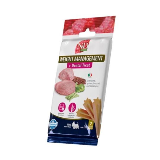 Farmina Snack Cane Mini Adult Weight Management Dental Treat Agnello Quinoa Broccoli Asparagi 60g