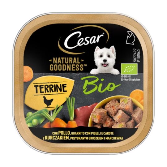 Cesar® Natural Goodness Bio con Pollo, Piselli e Carote 100g