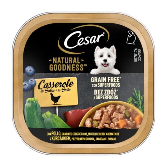 Cesar® Natural Goodness Casserole con Pollo, Zucchine, Mirtilli ed Erbe Aromatiche 100g