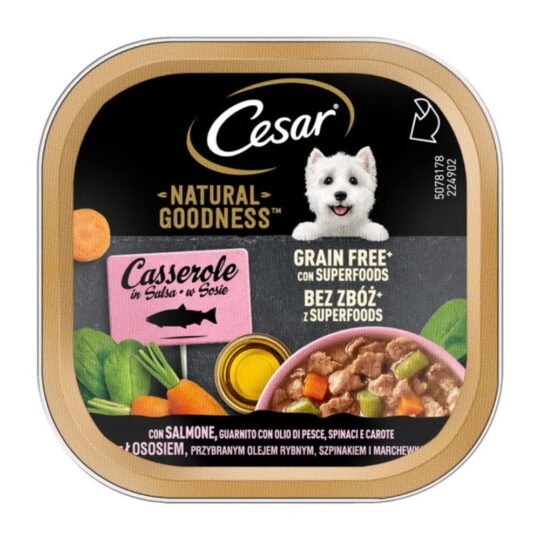 Cesar® Natural Goodness Casserole con Salmone, Olio di Pesce, Spinaci e Carote 100g