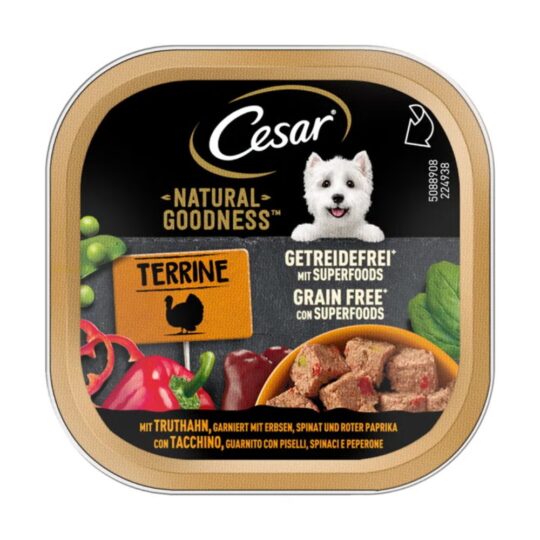 Cesar® Natural Goodness Terrine con Tacchino, Piselli, Spinaci e Peperone 100g